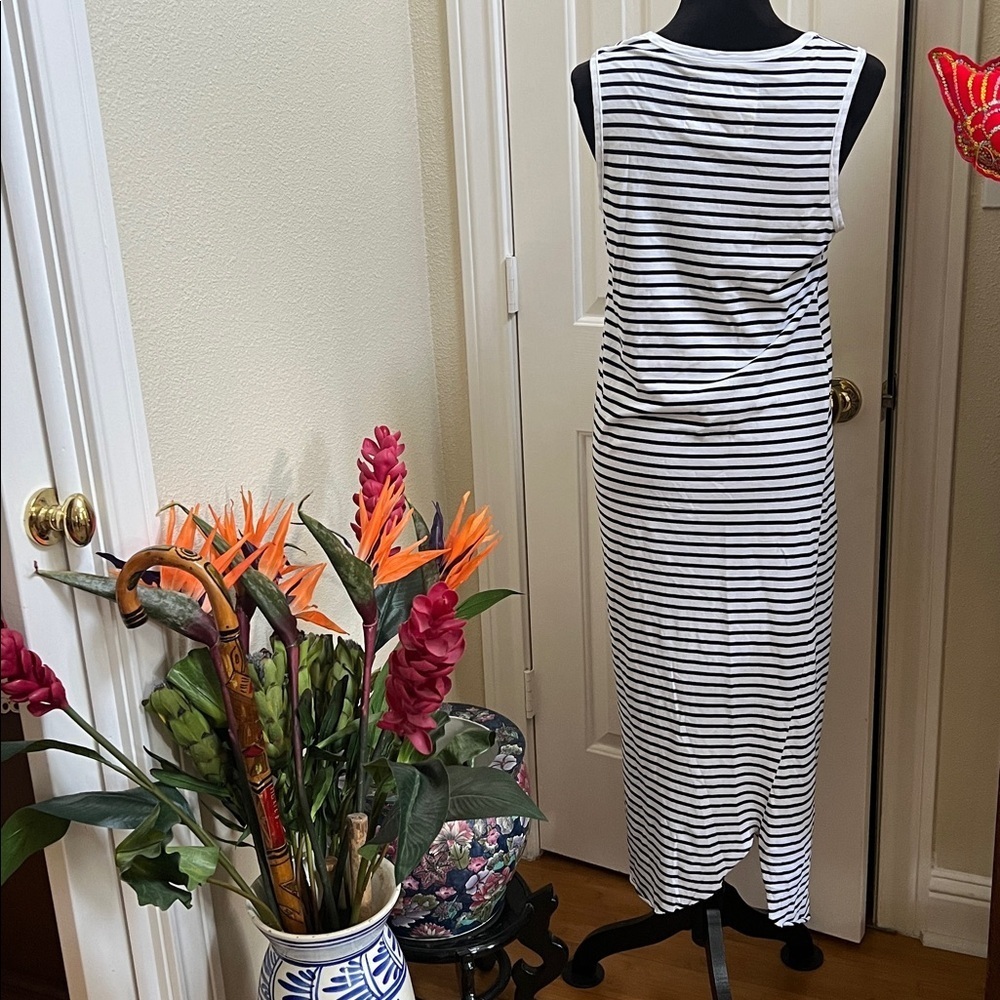Frank and Eileen Tee Lab Striped Asymmetrical Hem Tank Dress White Black Stripe - Picture 5 of 10